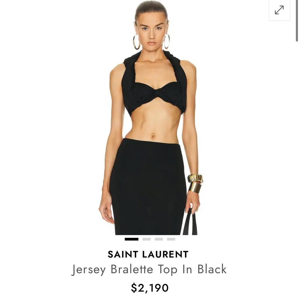 Saint Laurent Black Jersey Bralette Sz 34